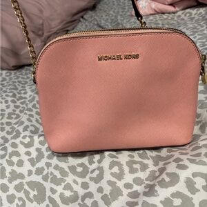Michael Kors Coral-Pink Saffiano Crossbody Bag with Gold Hardware